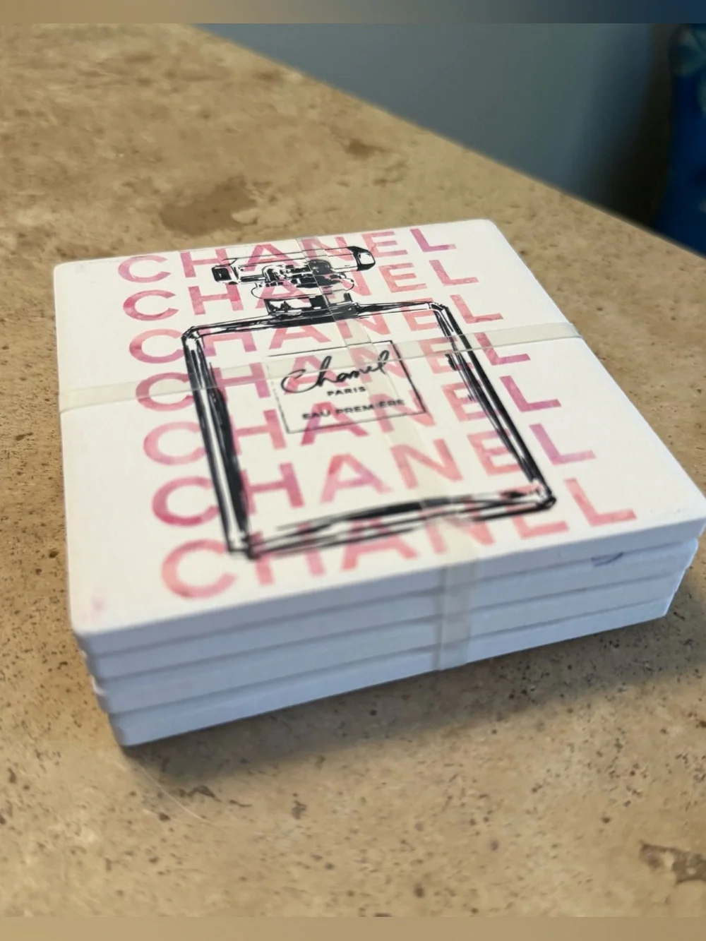 NWT Chanel Fashion Ceramic Coasters - Set of 4 by Amanda Greenwood